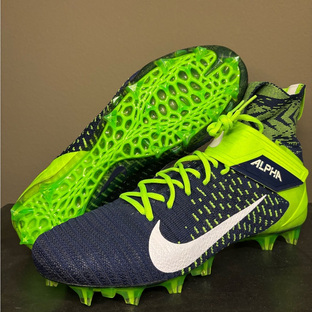 Nike Alpha Menace Elite 2 Green Navy Football Cleats BV2077-400 Men's Size 13.5